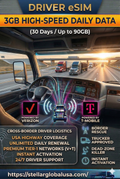 USA Driver eSIM – 3GB High-Speed Daily Data - Unlimited Daily Elite(30 Days / Up to 90GB)