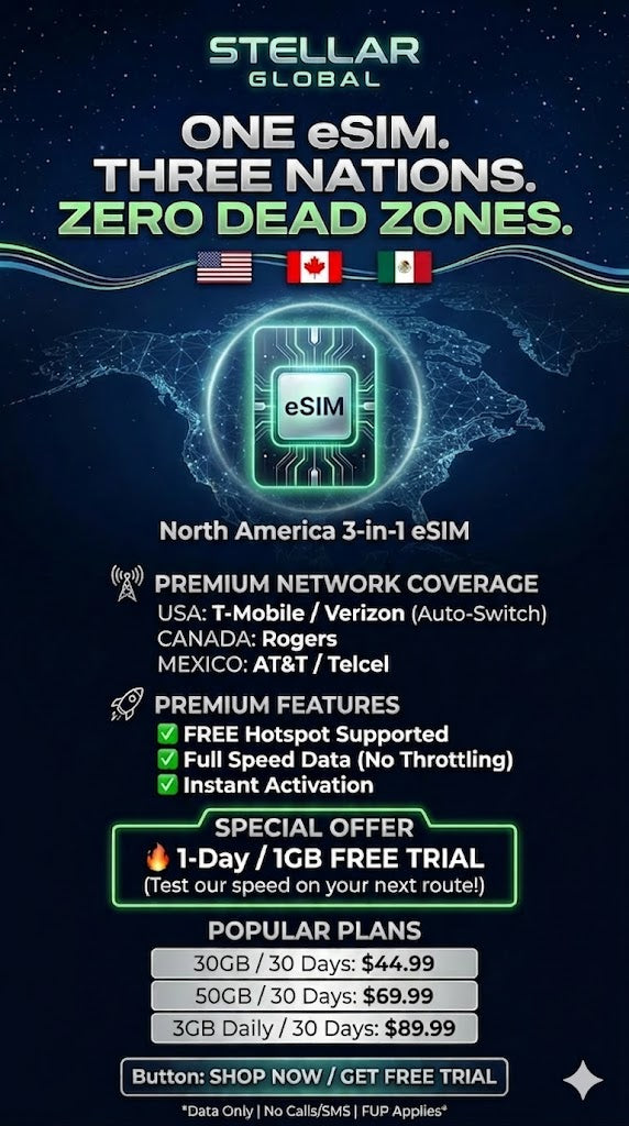 North America Driver eSIM – 50GB High-Speed Data - North Star Pro(30Days)